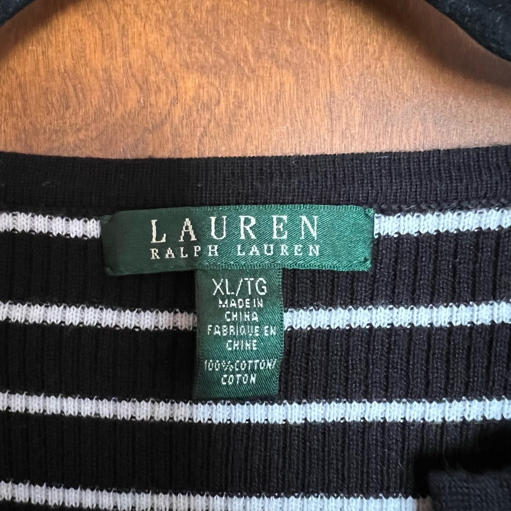 Ralph Lauren Black and White Striped Knit Top - Picture 3 of 4